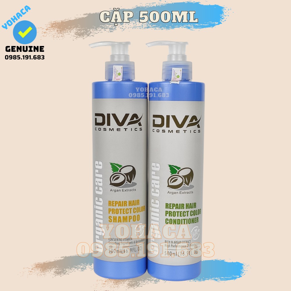 ✅Bộ Dầu Gội-Xả DiVa Argan Extracts  500ml Phục Hồi Gĩu Màu Tóc Mẫu Mới