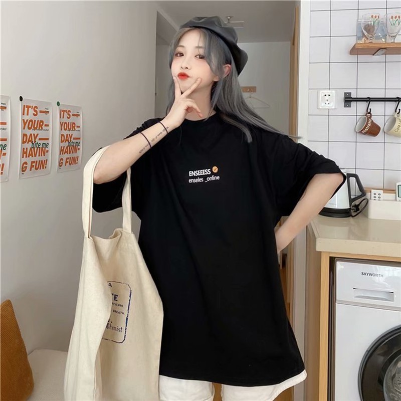 Áo thun nữ nam unisex tay lỡ phông form rộng AT01 teen cổ tròn oversize cotton giá rẻ màu đen trắng tee pull freesize