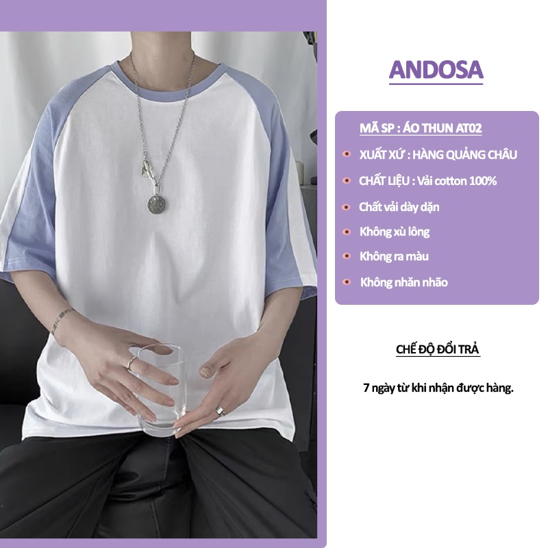 Áo thun nam nữ tay lỡ form rộng unisex cotton đẹp hàng Quảng Châu ANDOSA AT02