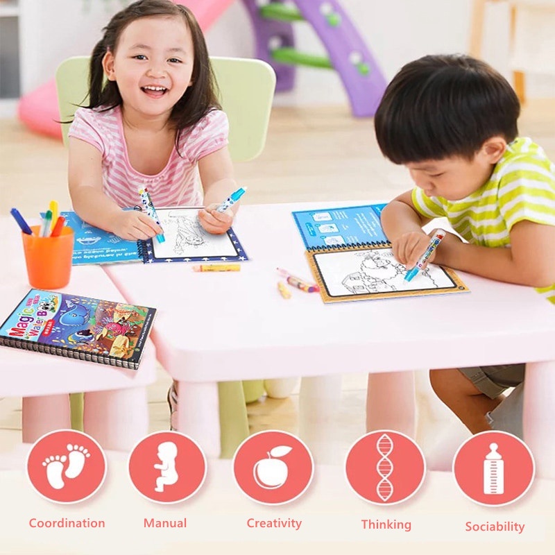 Sách Nuku Tô Màu Ma Thuật Nhiều Màu Sắc Có Thể Tái Sử Dụng Nhiều Lần