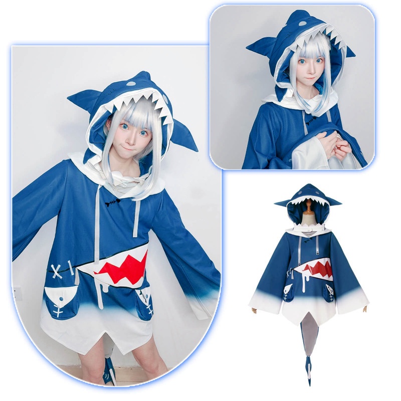 Set đồ hóa trang nhân vật cá mập Hololive Gawr Gura cho Halloween