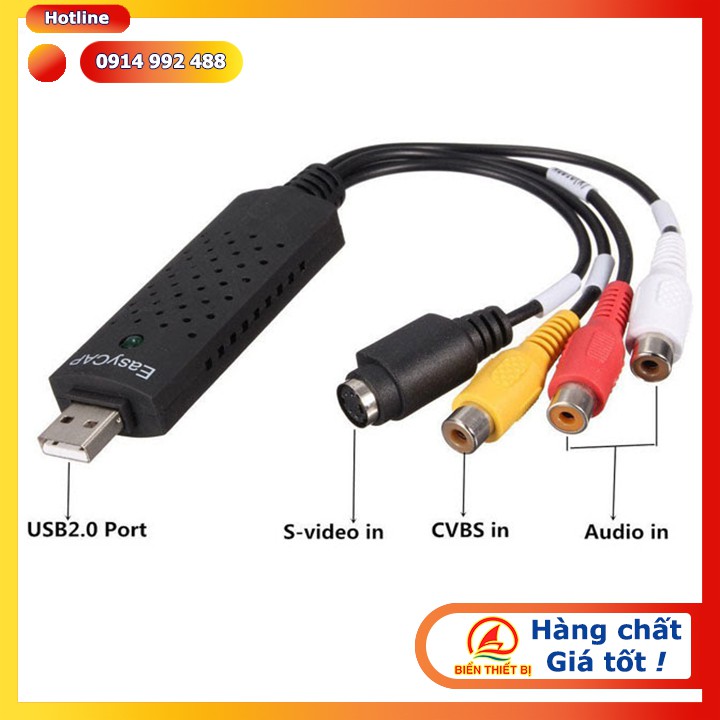 EasyCapture USB ghi hình AV, S-Video - Chuyển đổi USB 2.0 ra AV và Svideo, lưu hình ảnh Video từ Camera vào máy tính