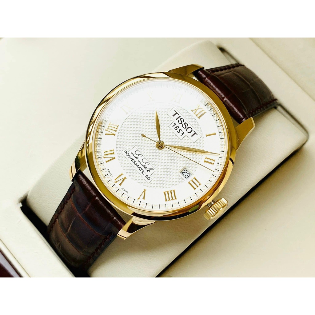 Đồng hồ Nam chính hãng Tissot 1853 Le Locle Powermatic 80 T006.407.36.263.00 Size 40,Lịch-Máy cơ tự động-Dây da nâu