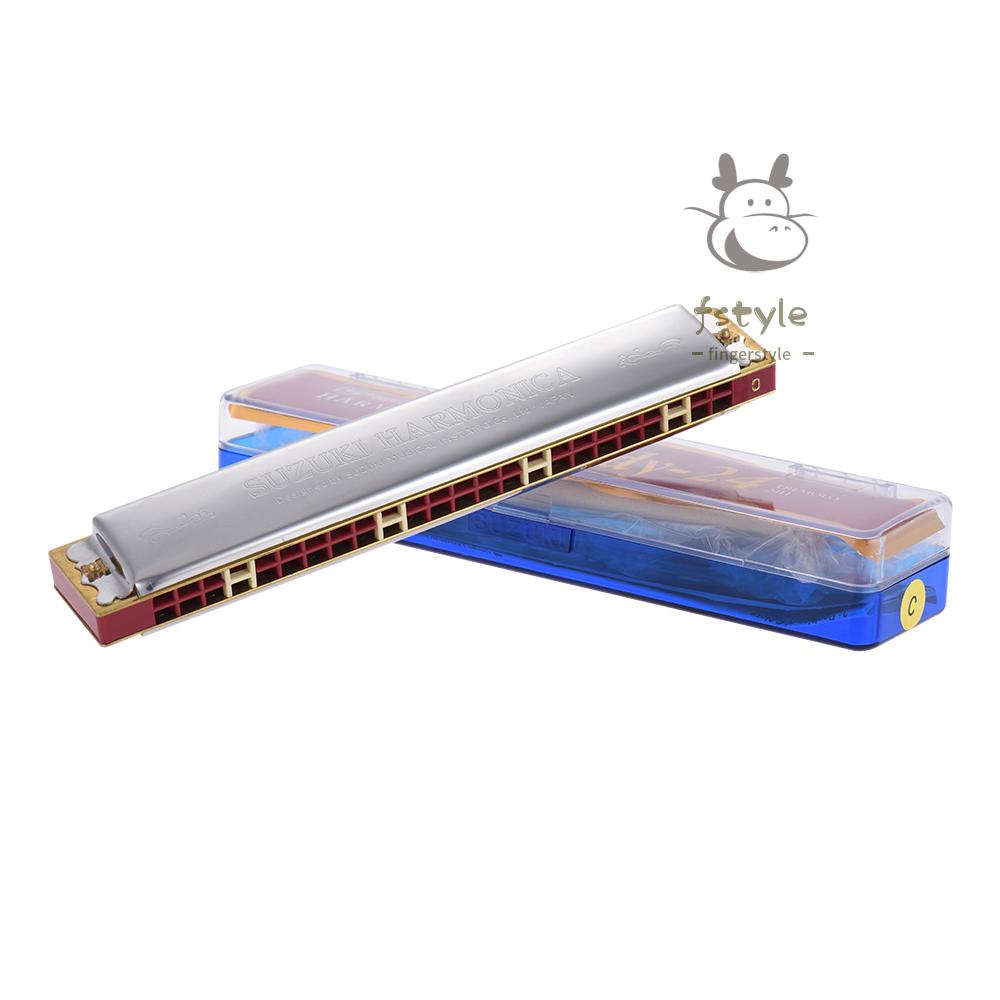 Kèn Harmonica Tremolo 24 Lỗ Có Hộp Lau Lau Cho Người Mới Bắt Đầu Suzuki