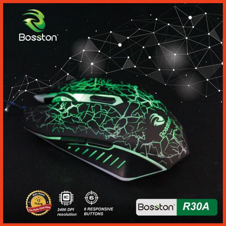 Chuột Máy Tính Có Dây Bosston R30A LED 7 Màu Chơi Game Dùng Văn Phòng Độ Bền Cao
