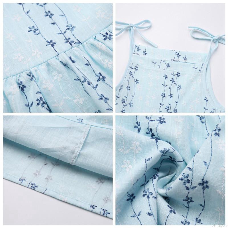 Đầm hai dây họa tiết hoa cho bé gái