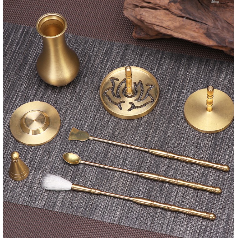 Bộ dụng cụ tạo hình khuôn đốt bột trầm hương xông trầm nụ bằng đồng nguyên chất