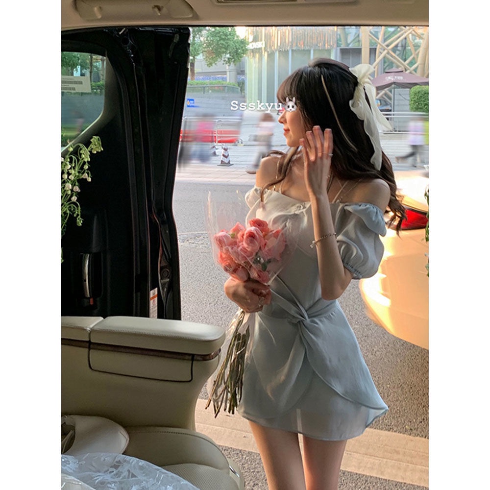 Đầm thiết kế hai dây phong cách pháp cổ điển 2021 thời trang mùa hè dành cho nữ