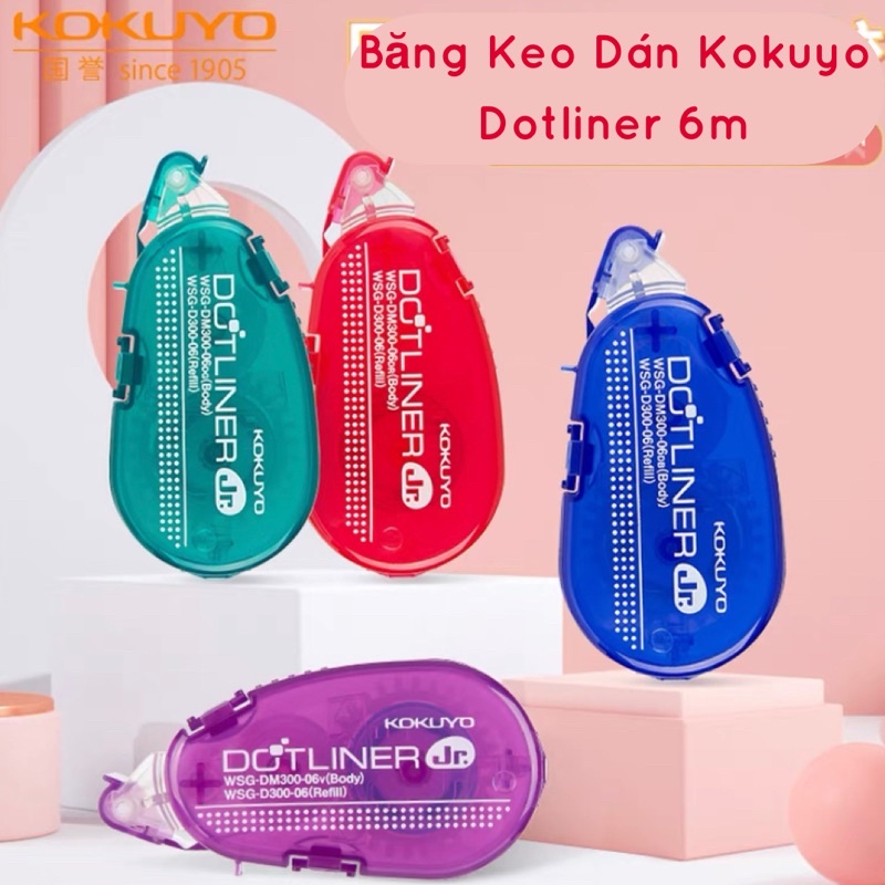 ( Hỏa Tốc )  Băng dán kéo 2 mặt Kokuyo Dotliner 8x6 mm , băng dán dạng bút kéo keo 2 mặt Campus Nhật Bản