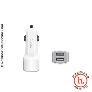 CÓC CỦ SẠC XE HƠI Ô TÔ CAO CẤP 2 CỔNG USB 2.4A HOCO Z23 - MÀU TRẮNG [PHỤ KIỆN HOCO]