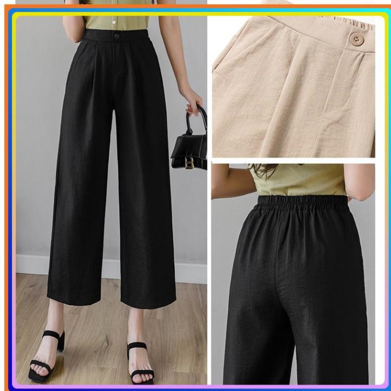 [Hàng Loại 1] Quần Culottes Amee ống rộng - Chất vải đũi mềm - 4 màu Đen Trắng Ghi Be - Mặc cực xinh - Form Chuẩn