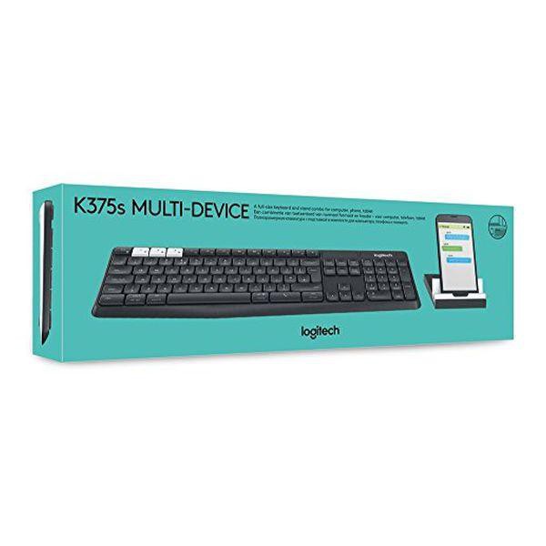 Bộ bàn phím không dây và giá đỡ Logitech K375S Multi-Device - Hàng Chính Hãng