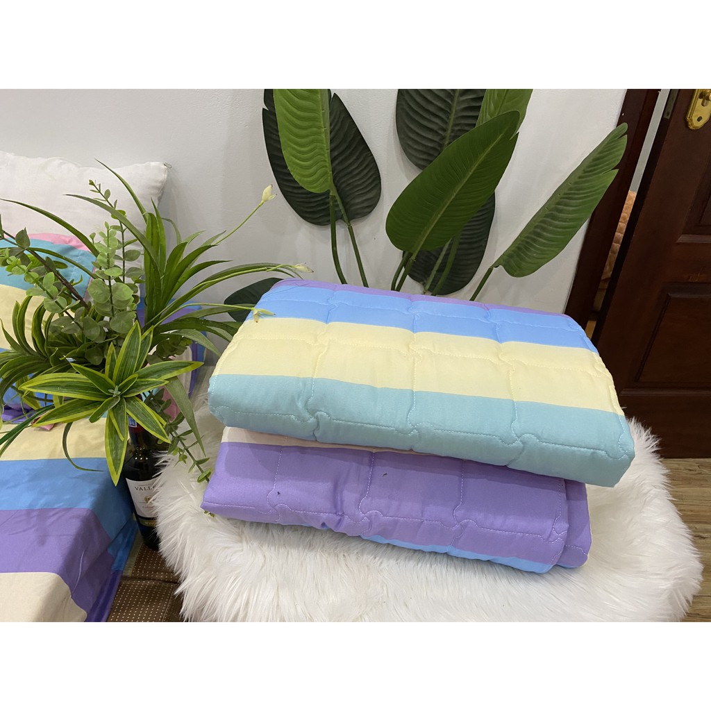 Bộ Ga Gối 1 Ga 2 Vỏ Gối Nằm Cotton Poly,đủ kích thước,mẫu kẻ 7 màu