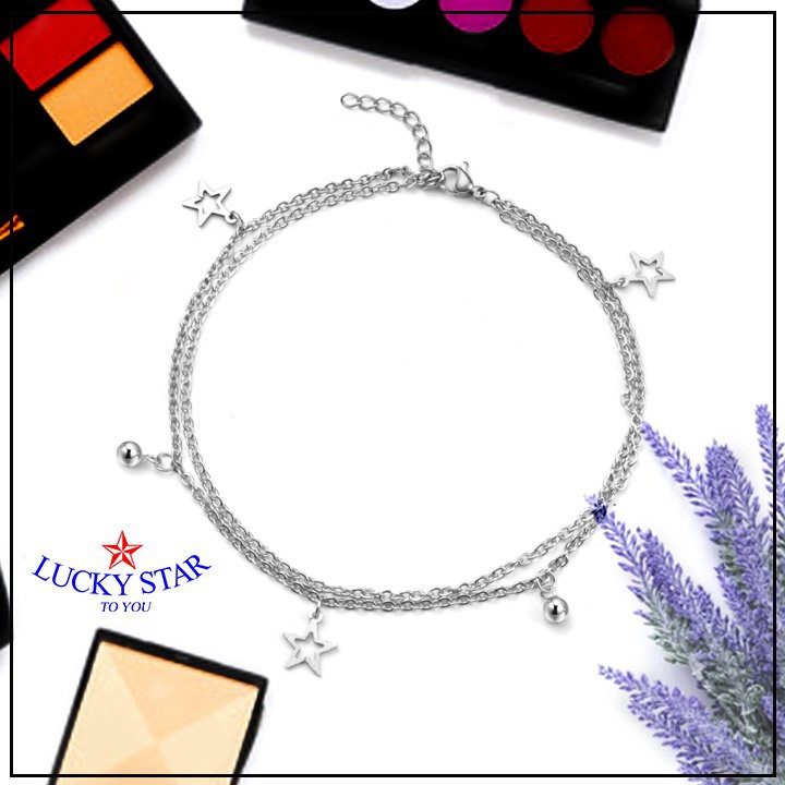 Lắc chân ngôi sao rỗng 2 tầng đính bi duyên dáng