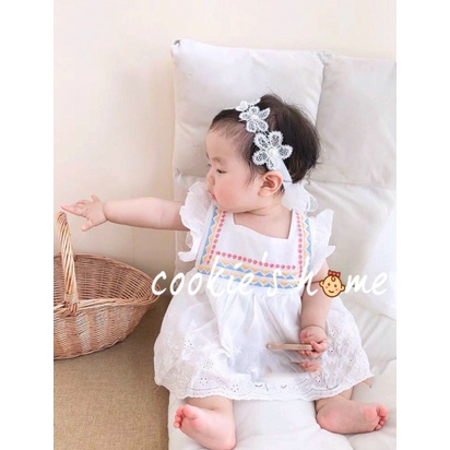 Body đầm trắng hàn quốc cotton cánh tiên cho bé sơ sinh đầy tháng thôi nôi chụp studio