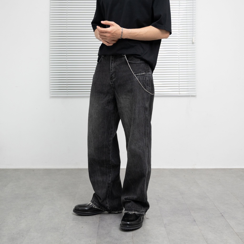 Quần jeans đen dáng suông Selected JHL 24020 Gene Dark Loose