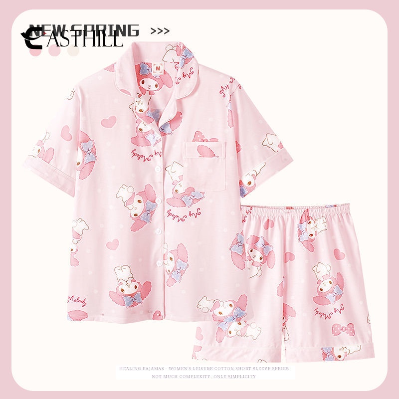 SANRIO Bộ Đồ Ngủ Tay Ngắn In Hình Cinnamoroll Dễ Thương Thời Trang Mùa Hè 2022 Dành Cho Nữ