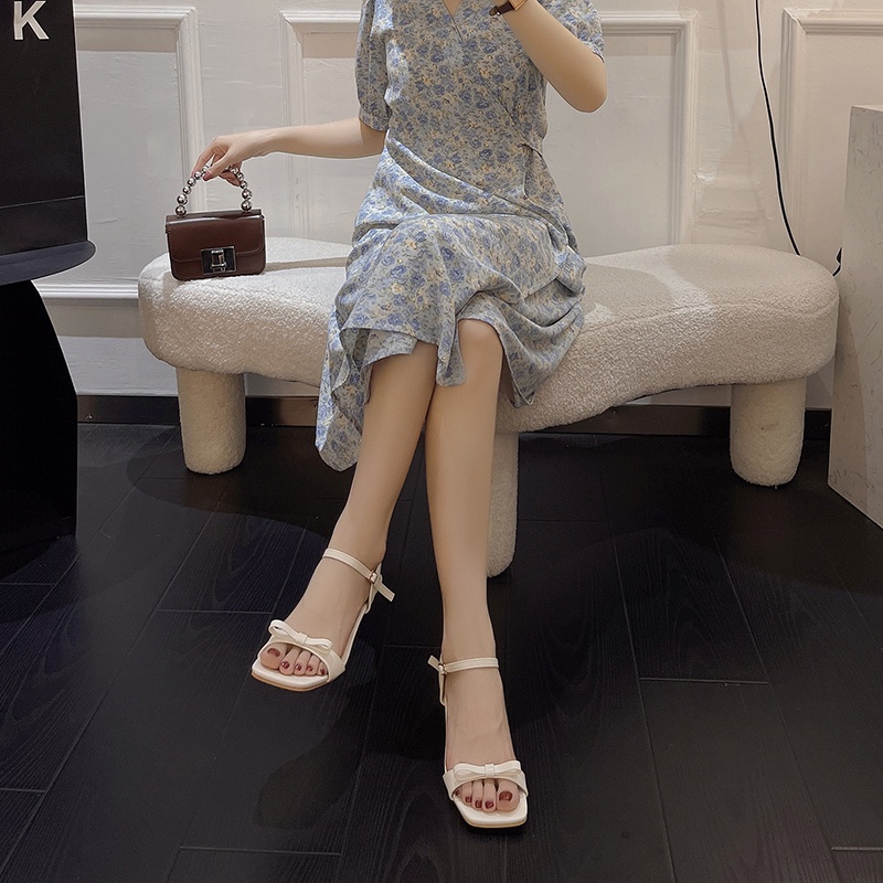 Giày Cao Gót Da Đính Nơ Thời Trang Công Sở Cho Nữ