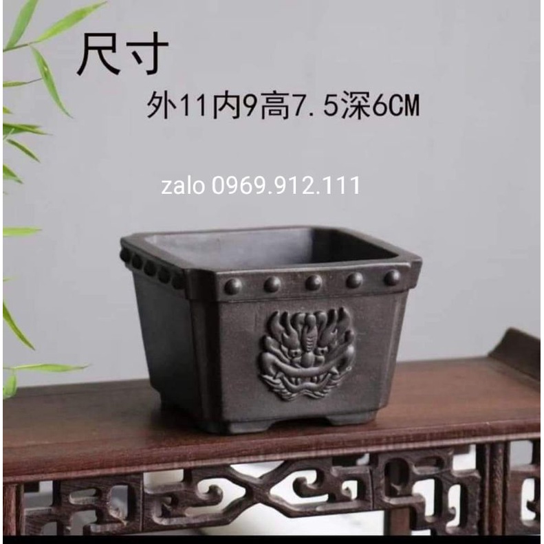Chậu vuông bonsai mini hình mặt bợm