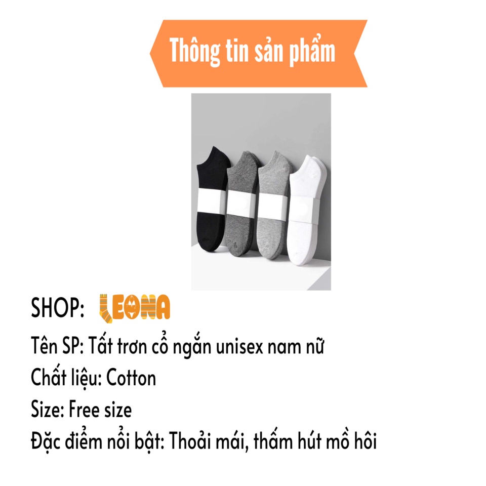 Tất trơn cổ ngắn unisex nam-nữ chất cotton thoáng mát, đồ dài phù hợp style Hàn Quốc màu đen-trắng-ghi  TL226