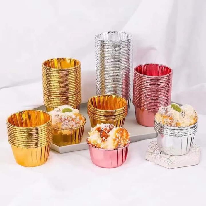 Cốc Nướng Bánh Kem  Set 50 Cốc Nhôm Chịu Nhiệt Tốt