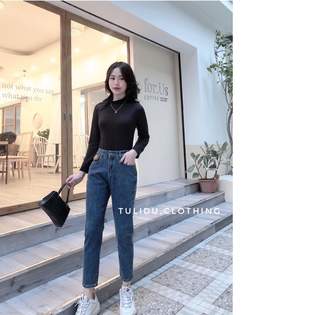 Quần Jean Nữ Dáng Baggy Cạp Lưng Cao Trơn 🌈 Hàng Cao Cấp🌈 Quần Bò Nữ Co Giãn [ẢNH THẬT] 95.04 | BigBuy360 - bigbuy360.vn