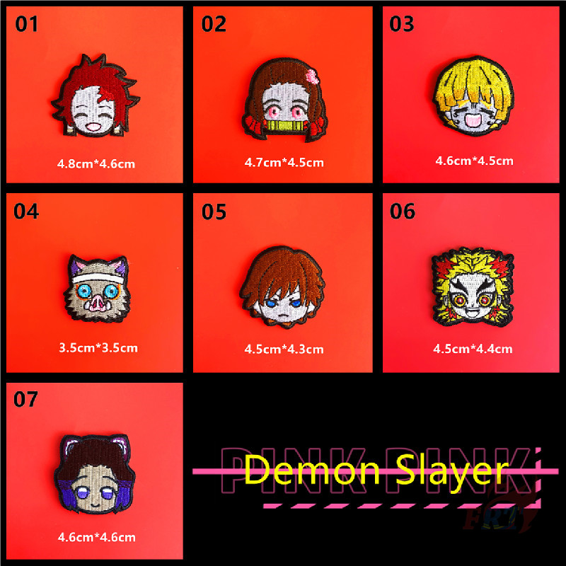☸ Miếng Dán Ủi Thêu Họa Tiết Hoạt Hình Demon Slayer Series 04 - Little Head-On ☸ 1 Huy Hiệu Cài Áo Hình Kamado Tanjirou / Kamado Nezuko