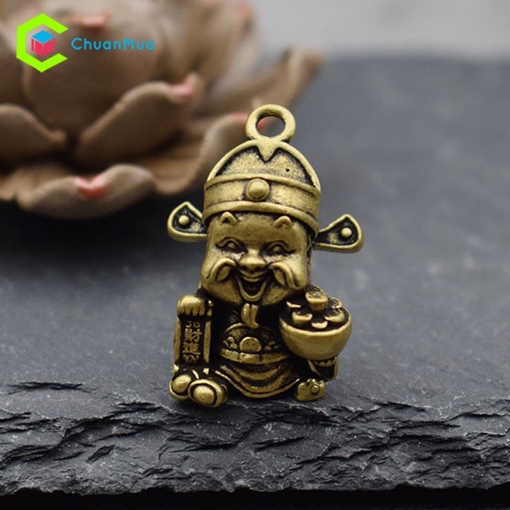 Tượng Ngũ Lộ Thần Tài Điêu Khắc Bằng Đồng Nguyên Khối Phong Thủy (Ông Thần Tiền, Thu Hút Tiền Tài, Hưng Thịnh, Móc Khóa)