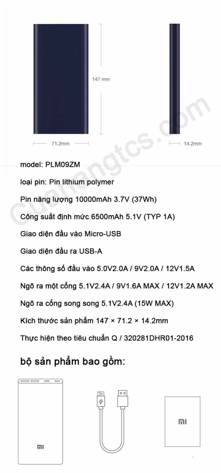 Sạc Dự PhòngXiaomi new 10000mah Gen 2S 2018 - Tem digiworl