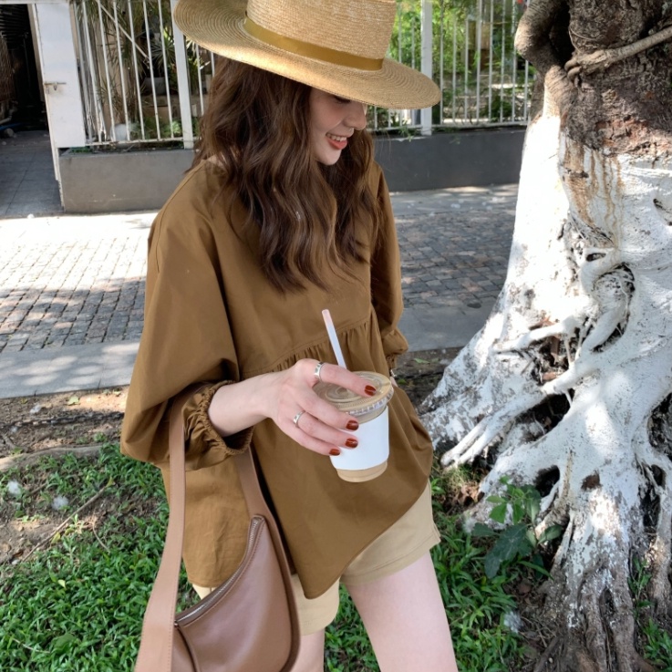 SUXI Áo Sơ Mi Mỏng Màu Sắc Trơn Dáng Rộng Chống Nắng Thời Trang Mùa Hè Cho Nữ