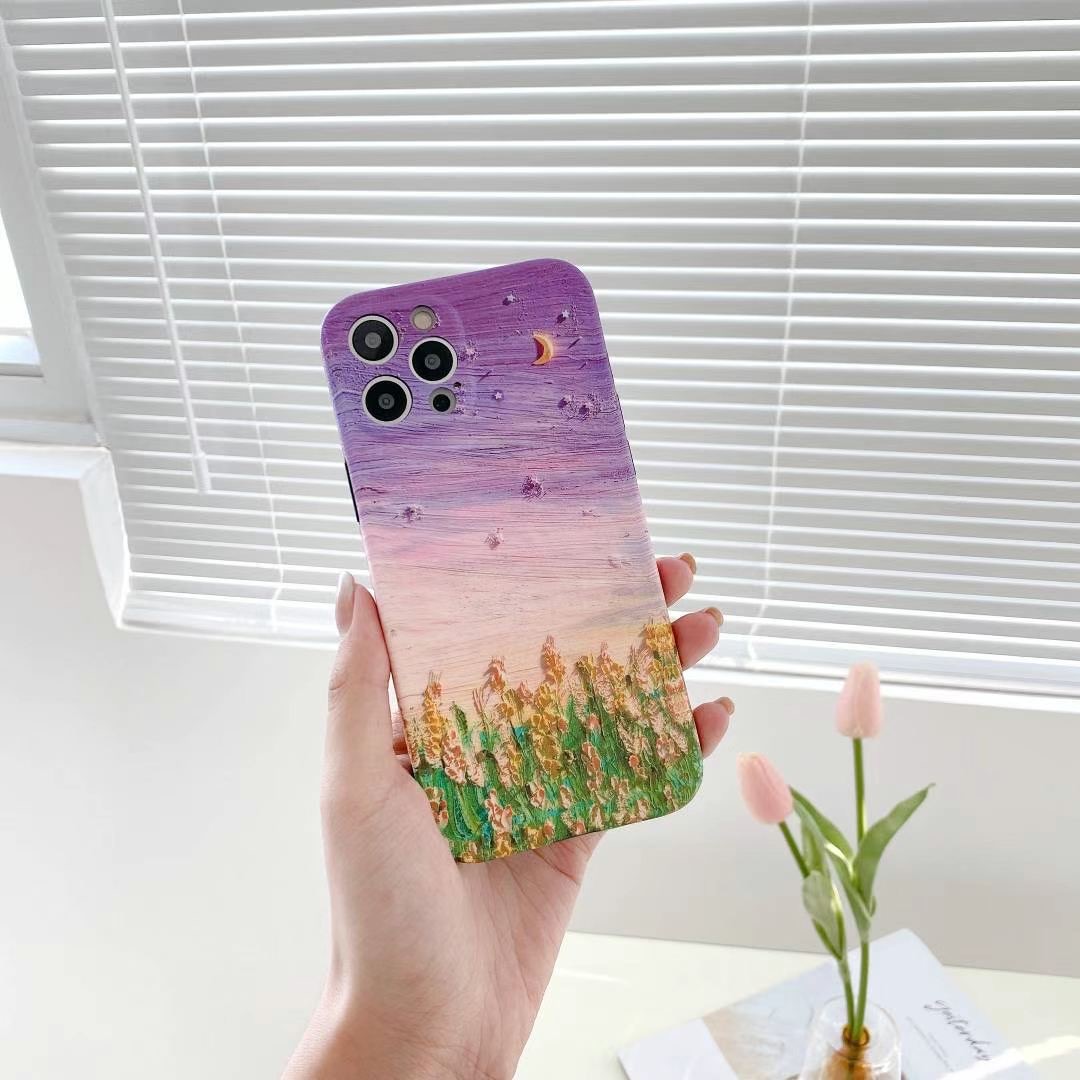 Huawei Y9s P20 Pro P30 Lite P30 Pro P40 Pro Mate 20 Pro Mate 30 Pro Mate 40 Pro Nova 3 Nova 4e Nova 4 Nova 5T Nova 7 / Nova 7 Pro Nova 7i Nova 7SE Nova 8 Pro Nova 8SE Honor 8X IMD Oil Painting Purple Sky Soft Silicone Casing Case