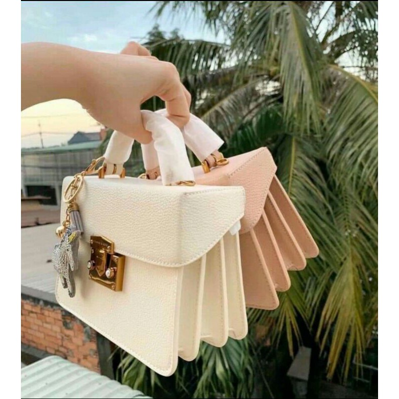 Túi hộp 3 ngăn túi cốp ba ngăn FULL bốn màu trắng , đen, nude, hồng