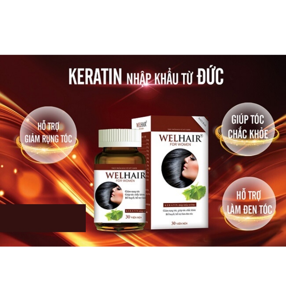 Viên uống Ngăn Rụng Tóc, Bổ Sung Dưỡng Chất Cho Tóc Dày, Mượt, Chắc Khỏe Welhair for Women