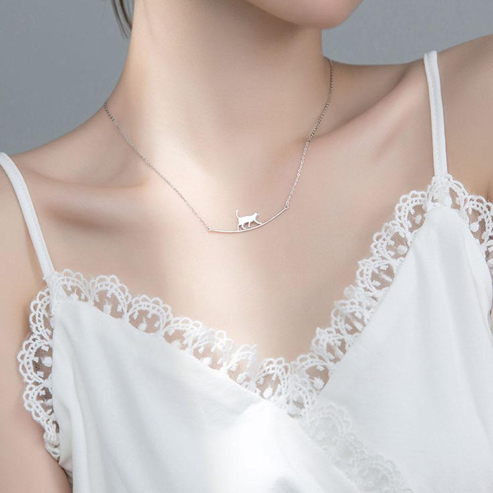 AROMA Vòng cổ Mạ Bạc Hình Động Vật Đơn Giản Thời Trang