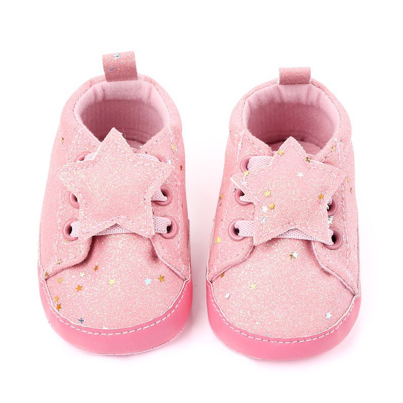 [NHẬP KIDTET hoàn 15% xu đơn 150k] Baby Boys Girls Anti-Slip Sequins Star Print Shoes Sneakers Toddler Soft Soled Shoe
