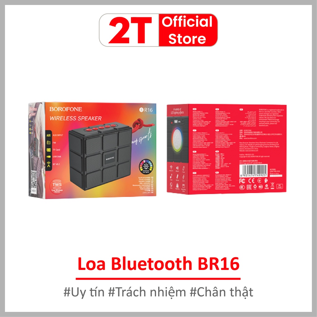 Phụ kiện loa bluetooth không dây Borofone BR16 kết nối công nghệ V5.1 thiết kế nhỏ gọn