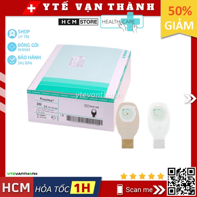 Túi Phân Hậu Môn Nhân Tạo 1 Mảnh B.Braun Proxima (Sử Dụng Kẹp) | Braun (Đức), Túi Phân -VT0600