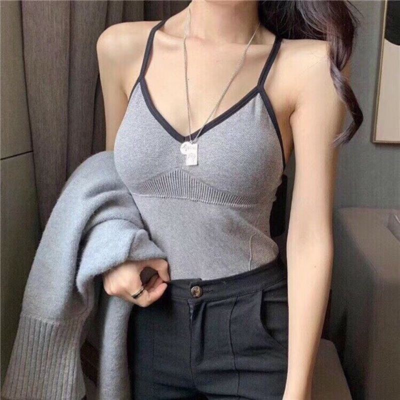 Áo Bra Dáng Dài Dây Lưng Chéo Chất Thun Tăm Co Giãn,Áo Lót Cotton,Áo Lót Nữ V89