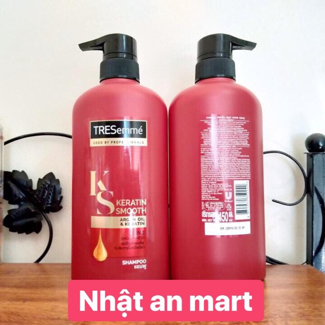 Combo 2 chai dầu gội Tresemme Keratin Smooth bổ sung tinh dầu Argan 400ml, Thái Lan - Tặng một comfor thái