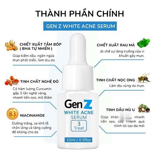 Serum Giảm Mụn Oriskin GenZ White Acne Serum Loại Bỏ Các Loại Mụn 15ml!!!