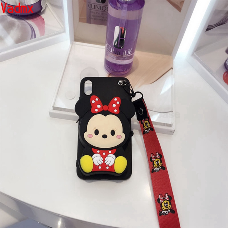 Ốp điện thoại mềm kiểu stitch/Minnie/Doraemon/Mickey 3D dạng ví cho iPhone 11 Pro Max 11 Pro 11 Xs Max XR