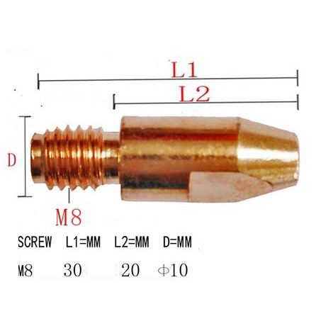 Bép hàn mig M6*45, M6*25 , M6*28 , M8*30 Béc hàn mỏ hàn mig 15AK 14AK 24KD 25Ak 350A 500A Phụ kiện máy hàn