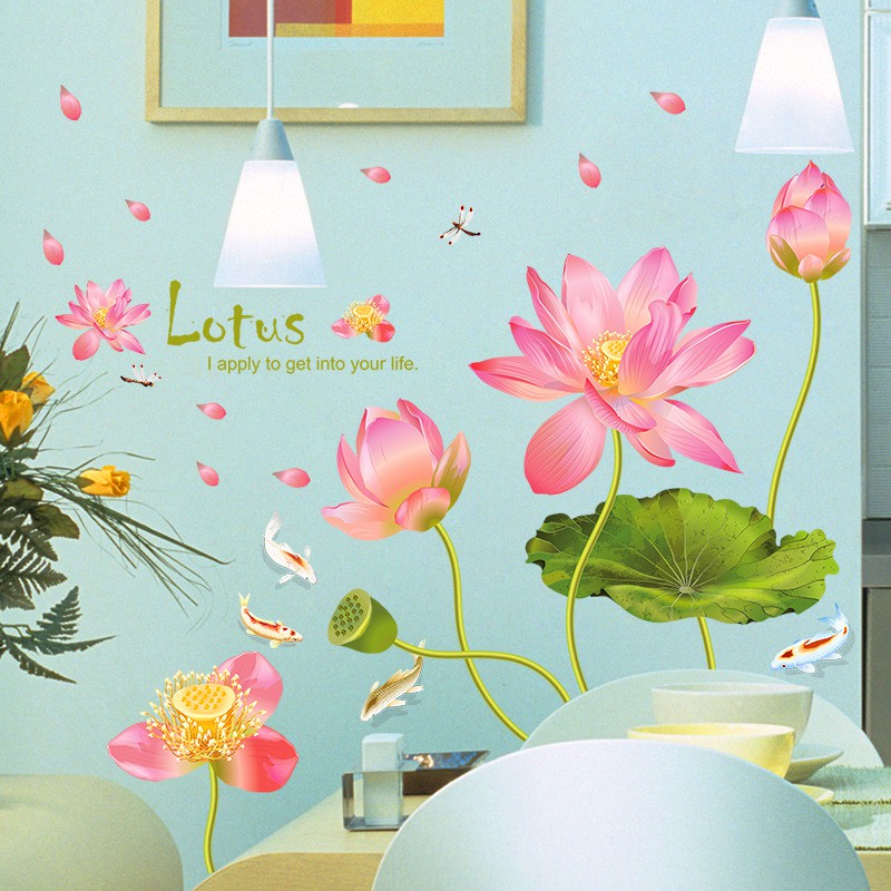 Giấy dán tường hoa sen - Lotus sang trọng