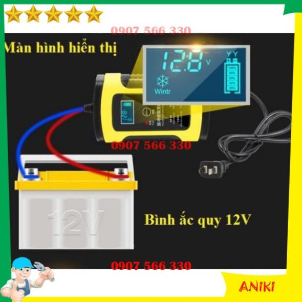 Bộ sạc bình acquy tự ngắt 12v 100ah -Máy sạc bình ắc quy 12v/24v 150ah cho xe máy ô tô chính hãng Foxsur QE022
