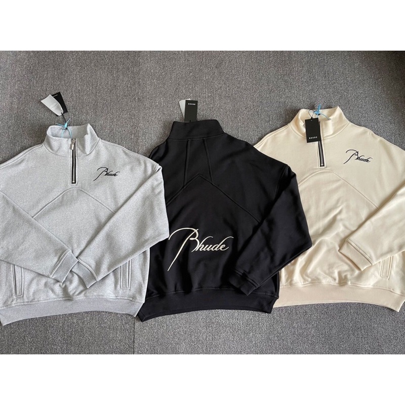 Áo nỉ RHUDE logo embroidered half-zip sweatshirt ss21
