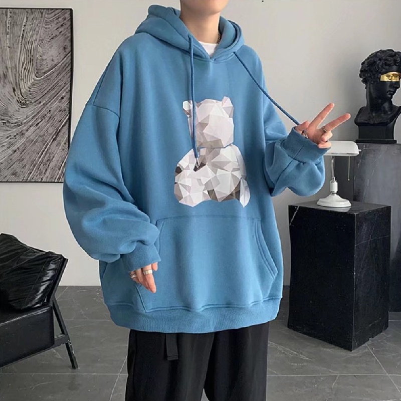 Áo Hoodie Thể Thao Dáng Rộng In Họa Tiết Hoạt Hình Phong Cách Hip Hop Đường Phố Hàn Quốc Cho Nam Cỡ M-5XL