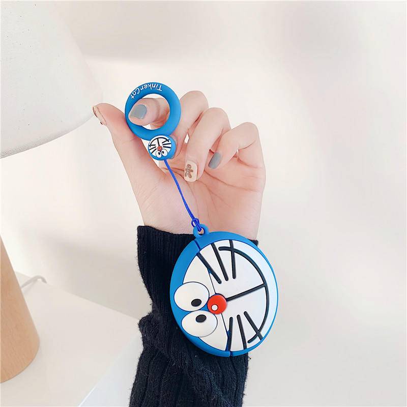 Vỏ Bảo Vệ Hộp Sạc Tai Nghe Airpods Pro 1 2 Bằng Silicon Mềm Hình Mèo Máy Doraemon 3D Dễ Thương