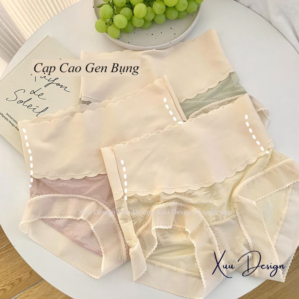 Quần lót nữ cạp cao hỗ trợ gen bụng nâng mông Wexuu Design, vải ren gấm cao cấp phối viền su co dãn thoáng mát - GB16