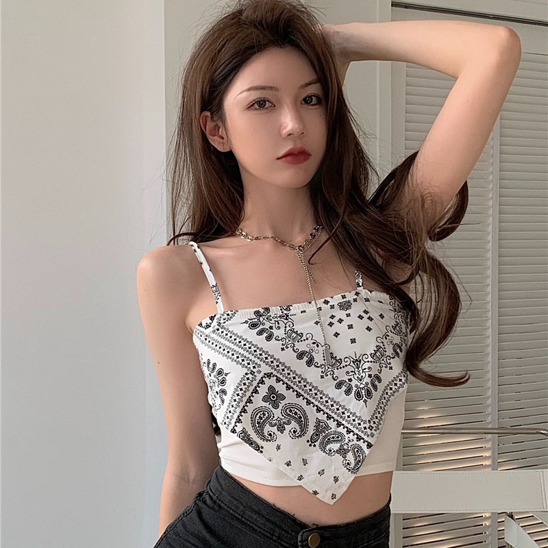 Áo tanktop SUXI hoạ tiết hoa thiết kế độc đáo phong cách Hàn Quốc