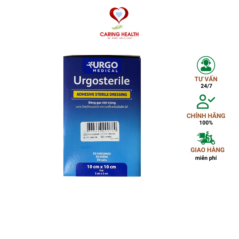 Băng keo có gạc vô trùng, băng cá nhân bảng lớn Urgo Sterile/Urgosterile 100 x 100mm